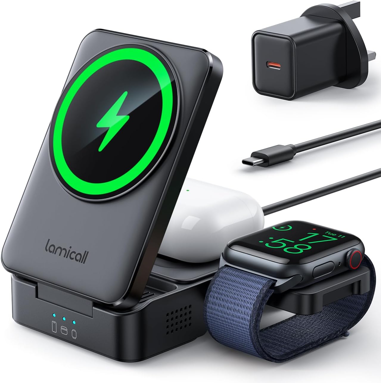 Detalle de Lamicall 3in1 MagSafe Charger Stand for iPhone
