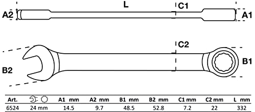 Thumbnail 1 de BGS 6524 Llave combinada con carraca 24 mm 🔧