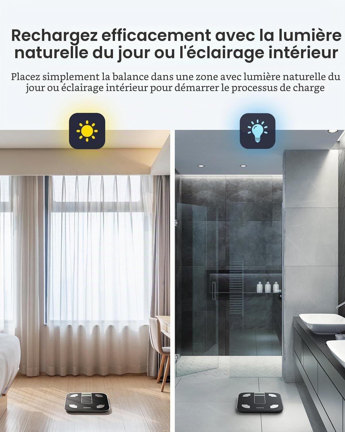 Thumbnail 3 de RENPHO Balance Pèse-Personne Solaire sans pile — Balance connectée avec app et 13 analyses corporelles