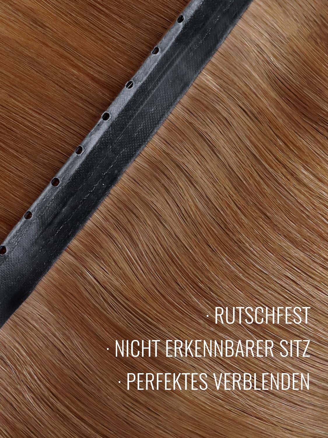 Detalle de Fshine Butterfly Extensions Rotbraun – 50 cm, 100 g, Echthaar mit PU-Weft