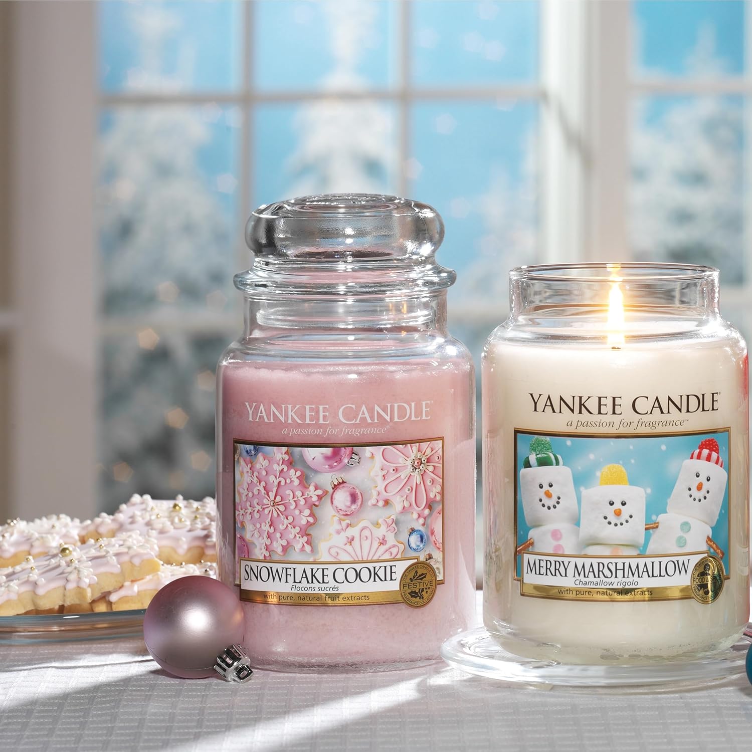 Thumbnail 6 de Yankee Candle Snowflake Cookie Vela Rosa, Frasco Grande 🕯