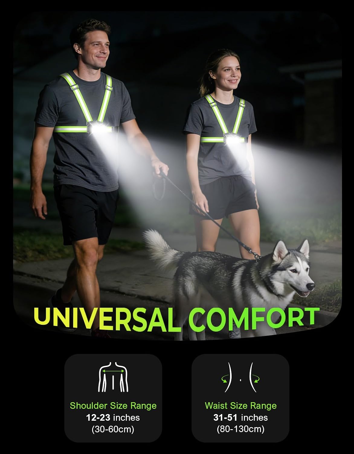 Thumbnail 6 de EOIWUY Running Lights for Runners with Rear Light, 800LM and 7+2 Modes (Running Torch & Reflective Vest)