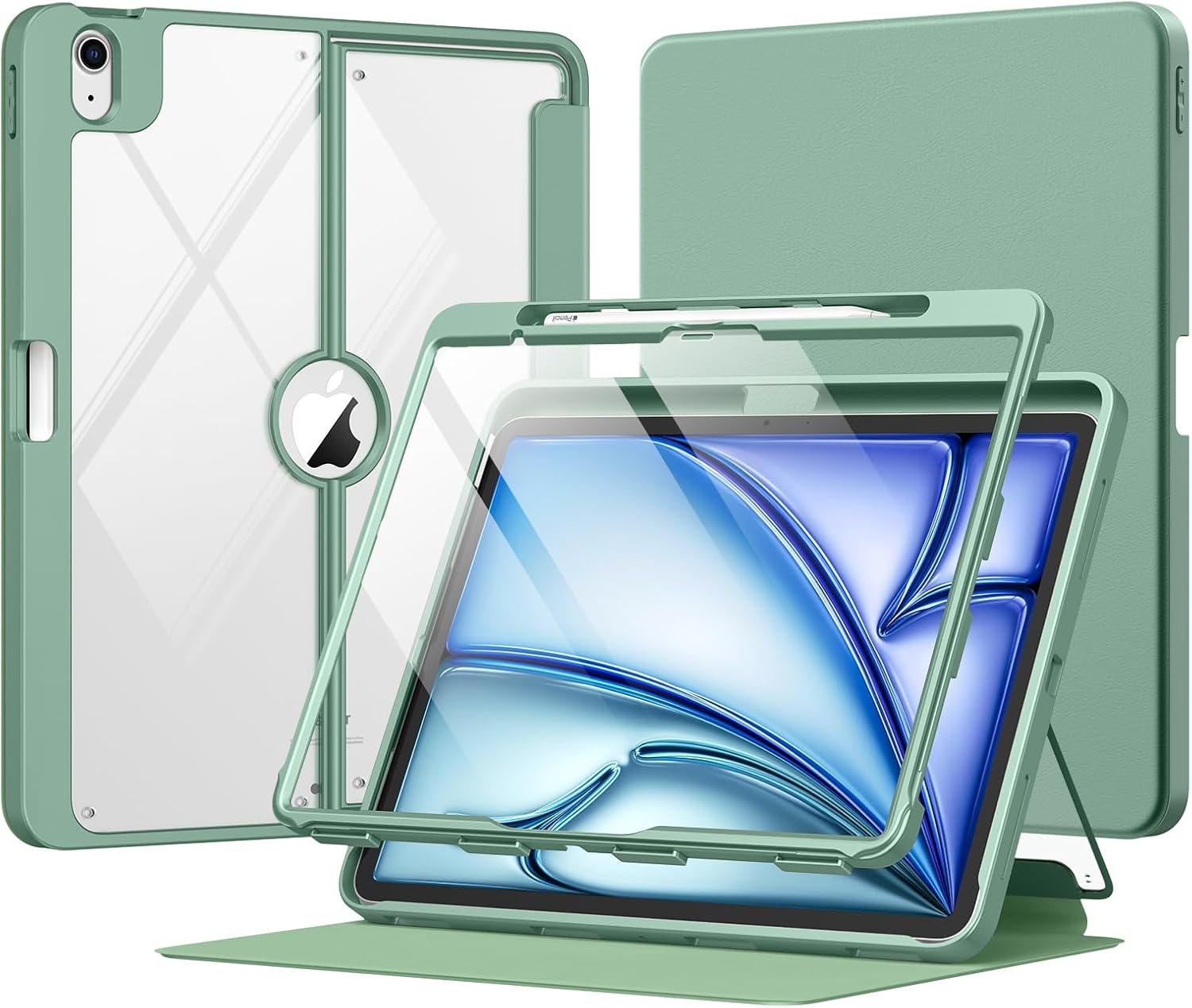 Detalle de MoKo iPad Air 13-Inch Case (M4/M3/M2) with Built-in Screen Protector – Agave Green