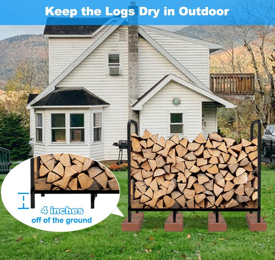 Detalle de Tikimilor 4ft Firewood Rack, 2-Shelf Powder-Coated Steel Log Holder