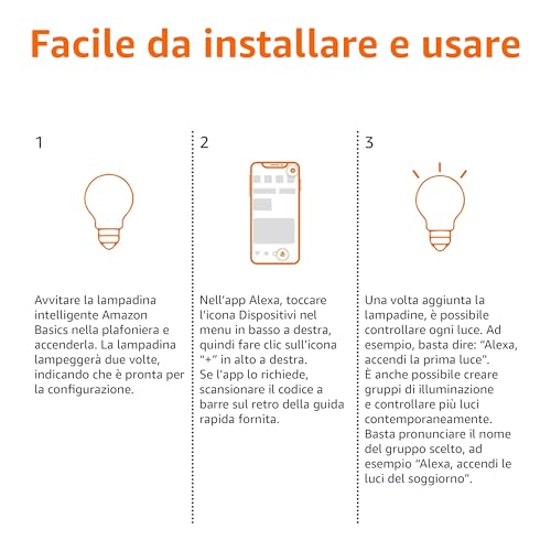 Detalle de Amazon Basics Lampadina LED intelligente dimmerabile E27 – bianco caldo 8W (60W equivalenti), 2 confezioni, compatibile solo con Alexa