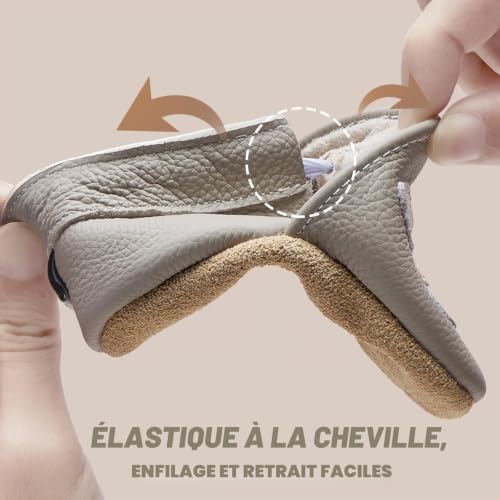 Thumbnail 7 de IceUnicorn Chaussons Bébé Cuir Souple 6-12 mois – Renard Gris Clair