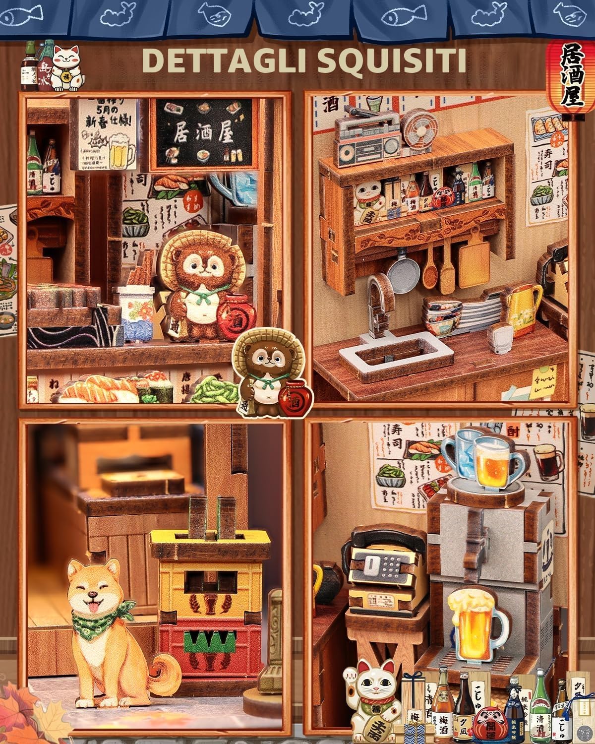 Thumbnail 3 de CUTEBEE Kit Book Nook per Adulti – Miniatura Izakaya Giapponese in Legno, Puzzle 3D