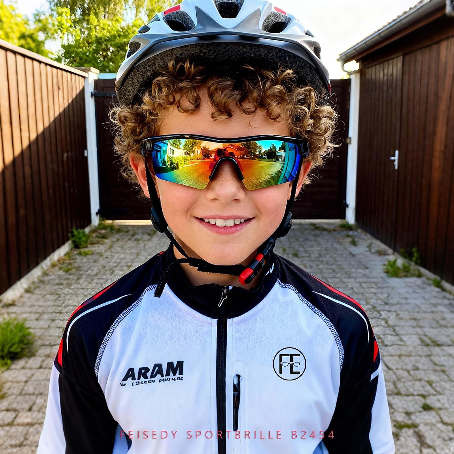 Detalle de FEISEDY Kids Polarised Sports Sunglasses: Lightweight TR90 Frame for Active Children (B2454)