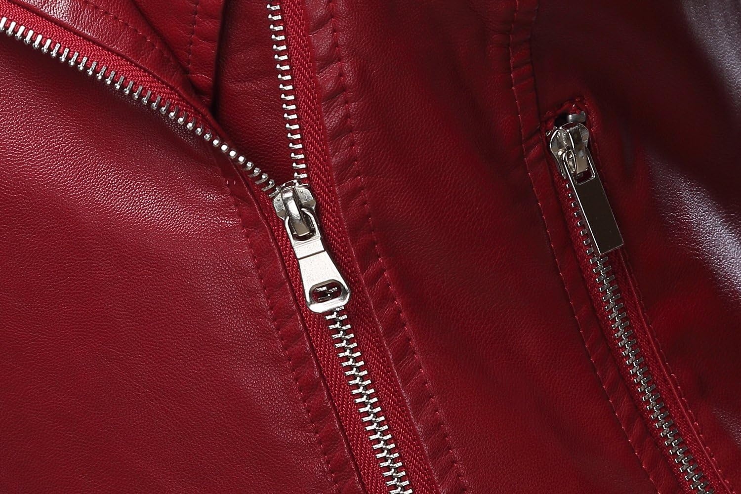 Detalle 2 de Tanming Women's Faux Leather Moto Jacket with Notched Lapel and Zip-Up Front