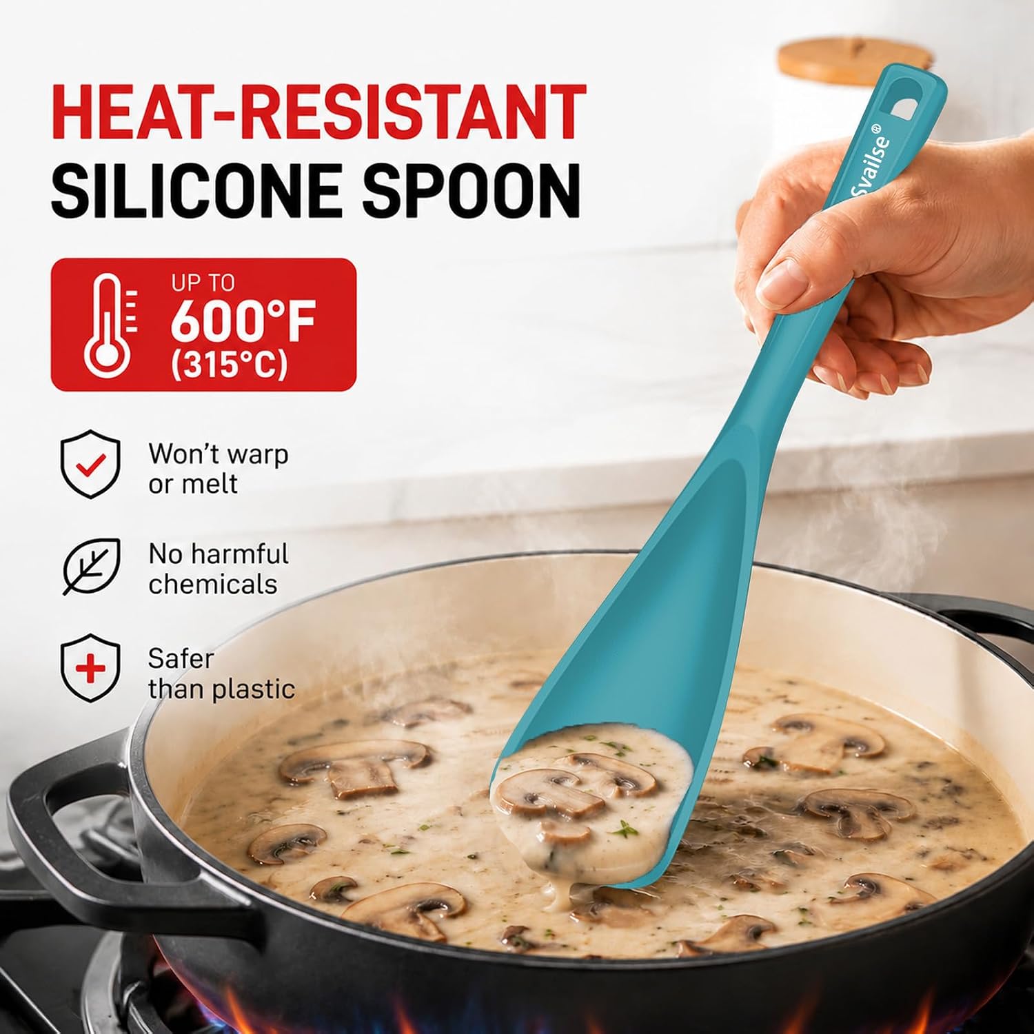 Detalle de Svailse Silicone Spatula Spoon, 12.6-Inch