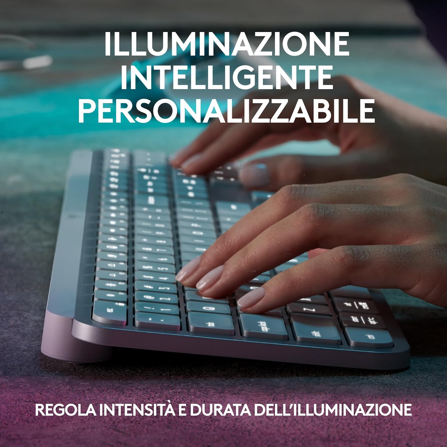 Thumbnail 3 de Logitech MX Keys S Tastiera Wireless Bluetooth con profilo basso e tasti programmabili, layout italiano QWERTY (grigio chiaro)