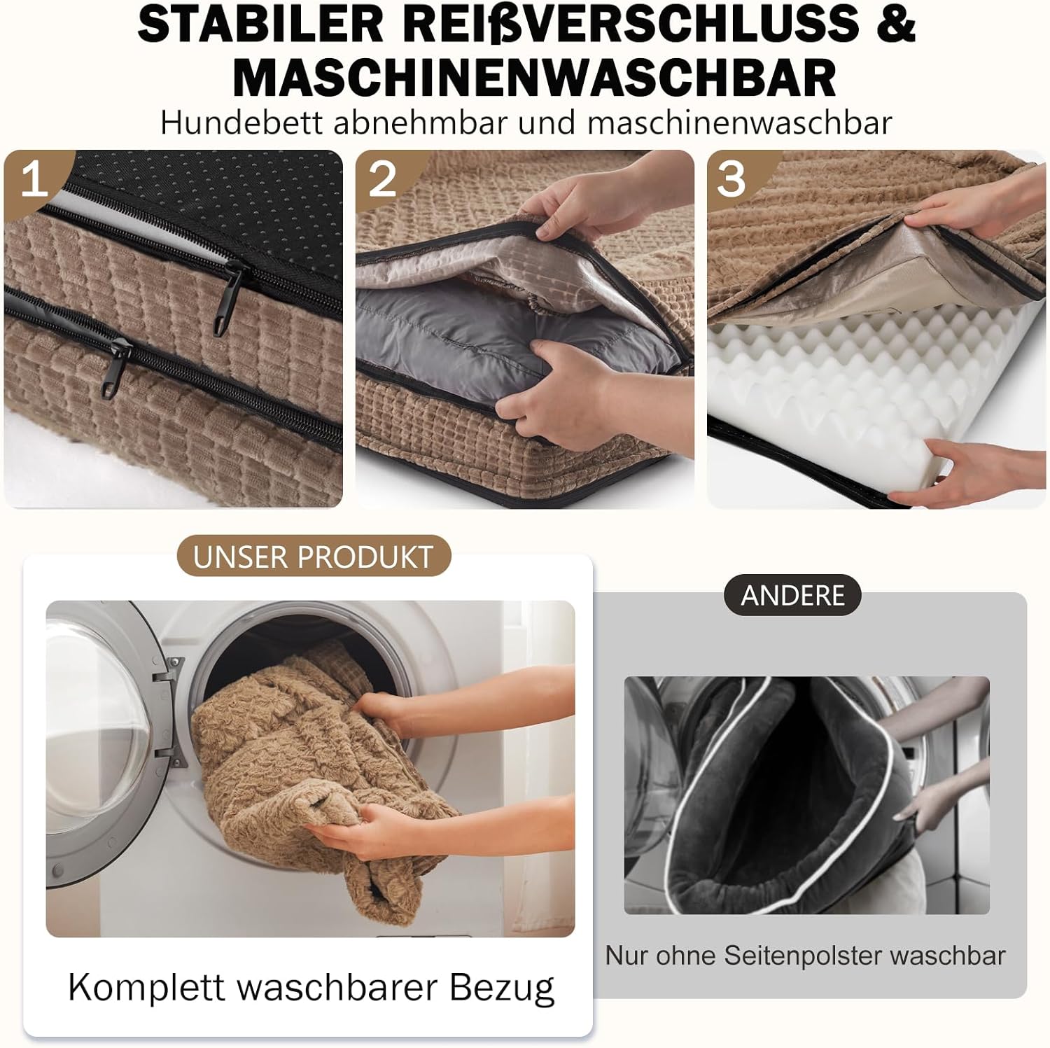 Thumbnail 6 de FURTIME Orthopädisches Hundebett Memory Foam XL (107 x 81 x 19 cm), braun – abnehmbar & waschbar