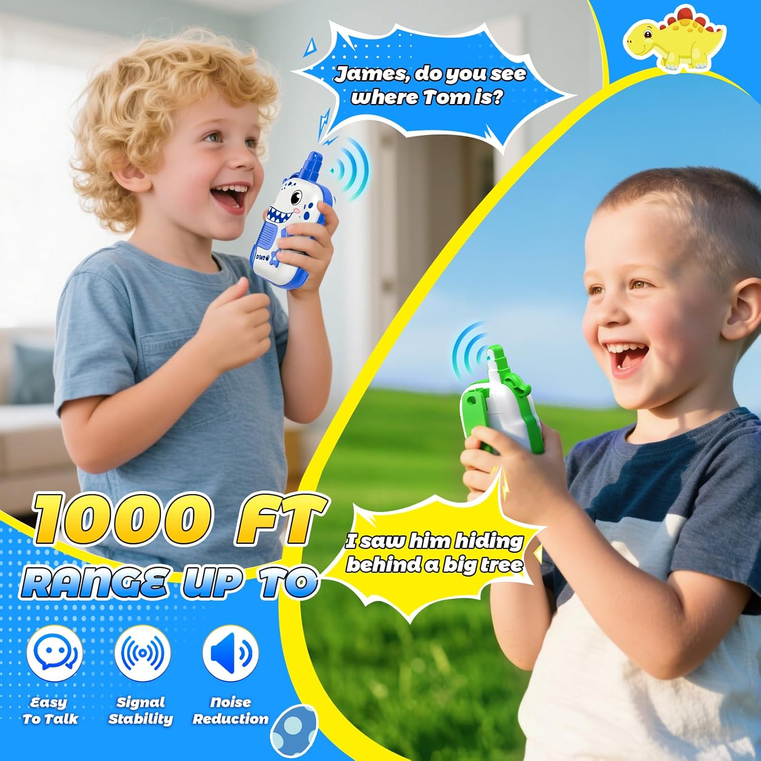 Detalle 2 de Wootoyz 2PCS Rechargeable Kids Walkie Talkies with Dinosaur Design