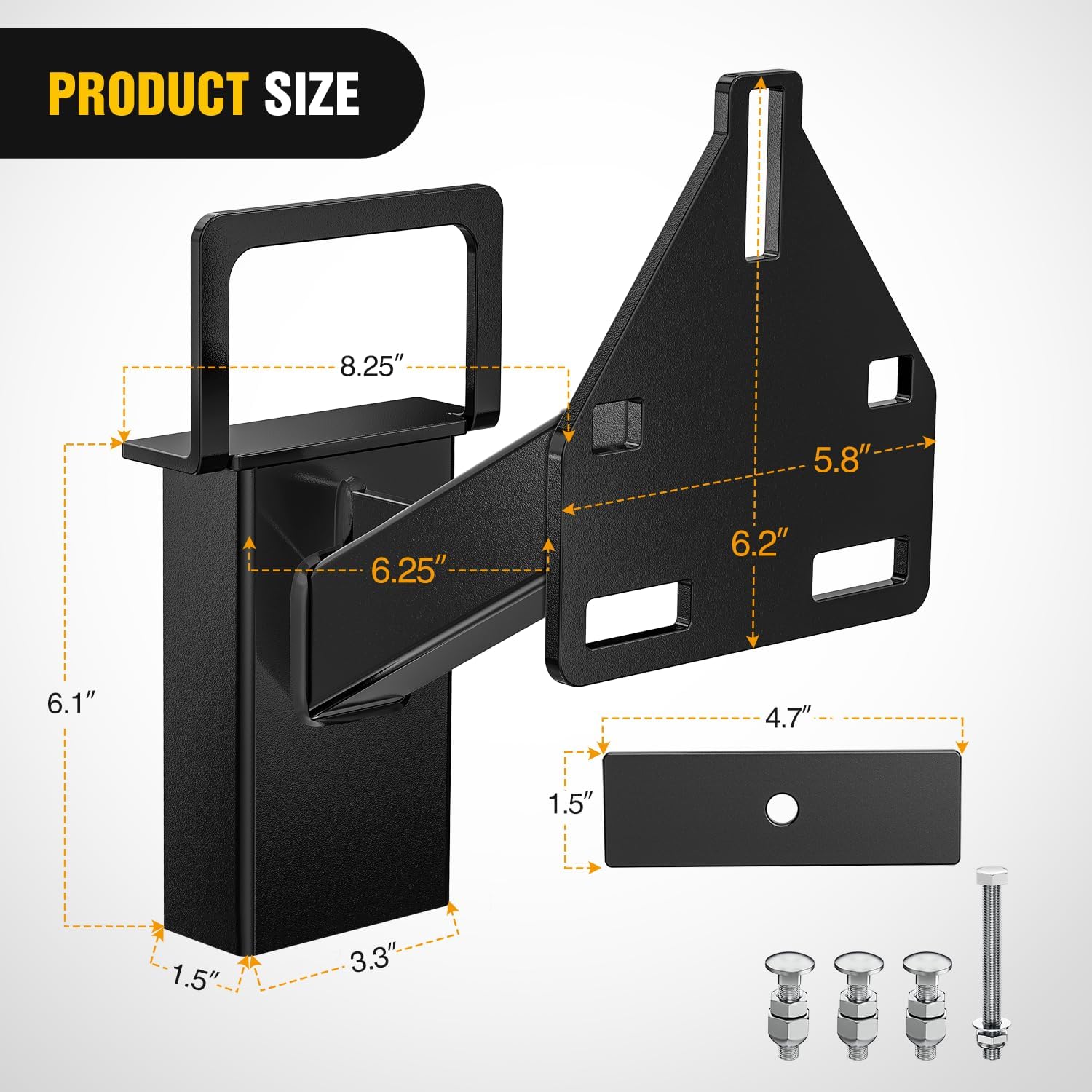 Detalle de Nilight Spare Tire Carrier Mount Stake Pocket Bracket (150 Lbs) for 4/5/6-Lug Trailer Wheels