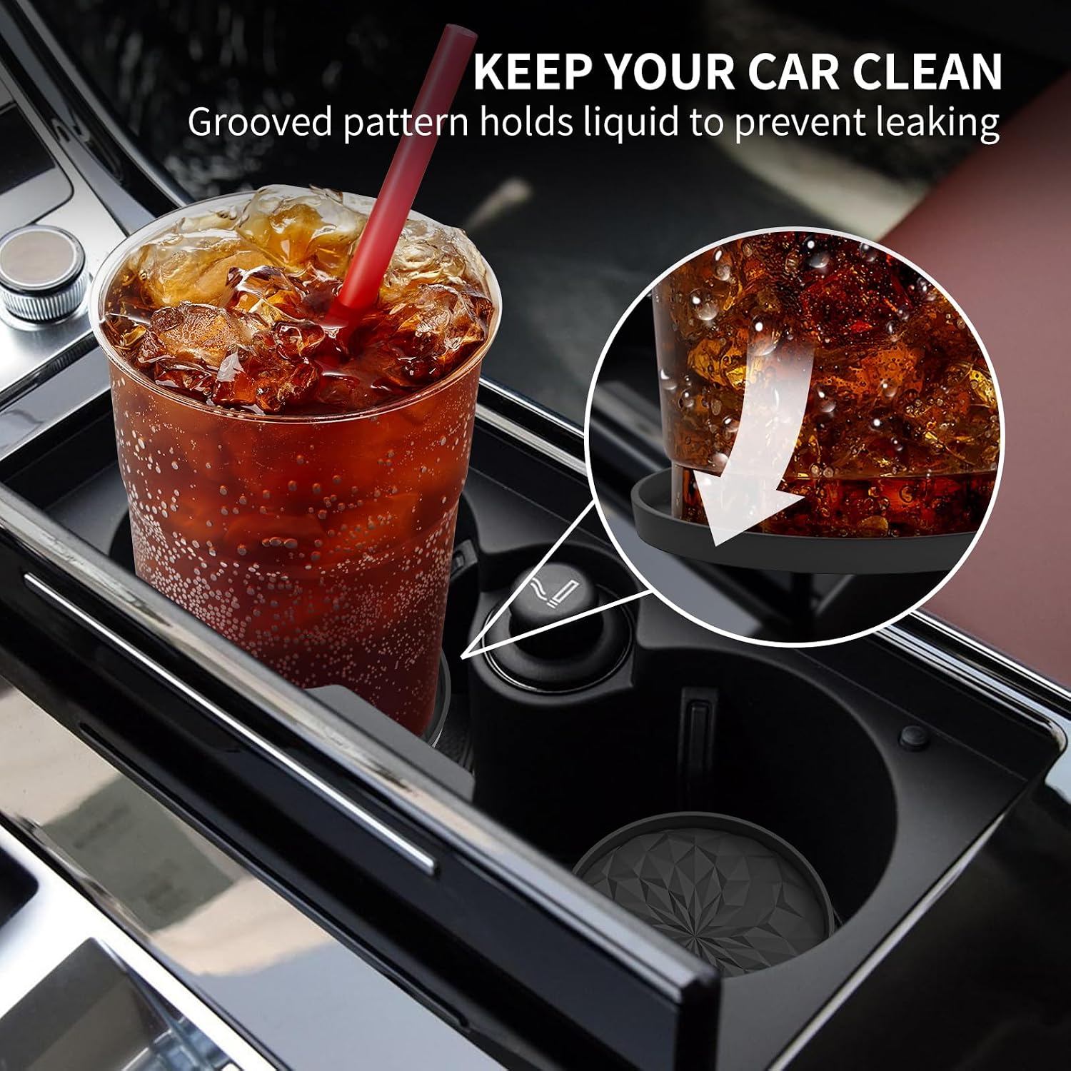 Thumbnail 1 de STLIAN Car Coasters for Cup Holders (4 Pack) – 2.75in Silicone, Non-Slip, Black