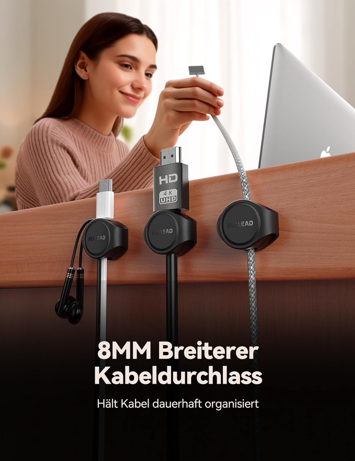 Thumbnail 3 de FLYLEAD 8 Stück magnetische Silikon-Kabelhalter mit Klebepad – schwarz