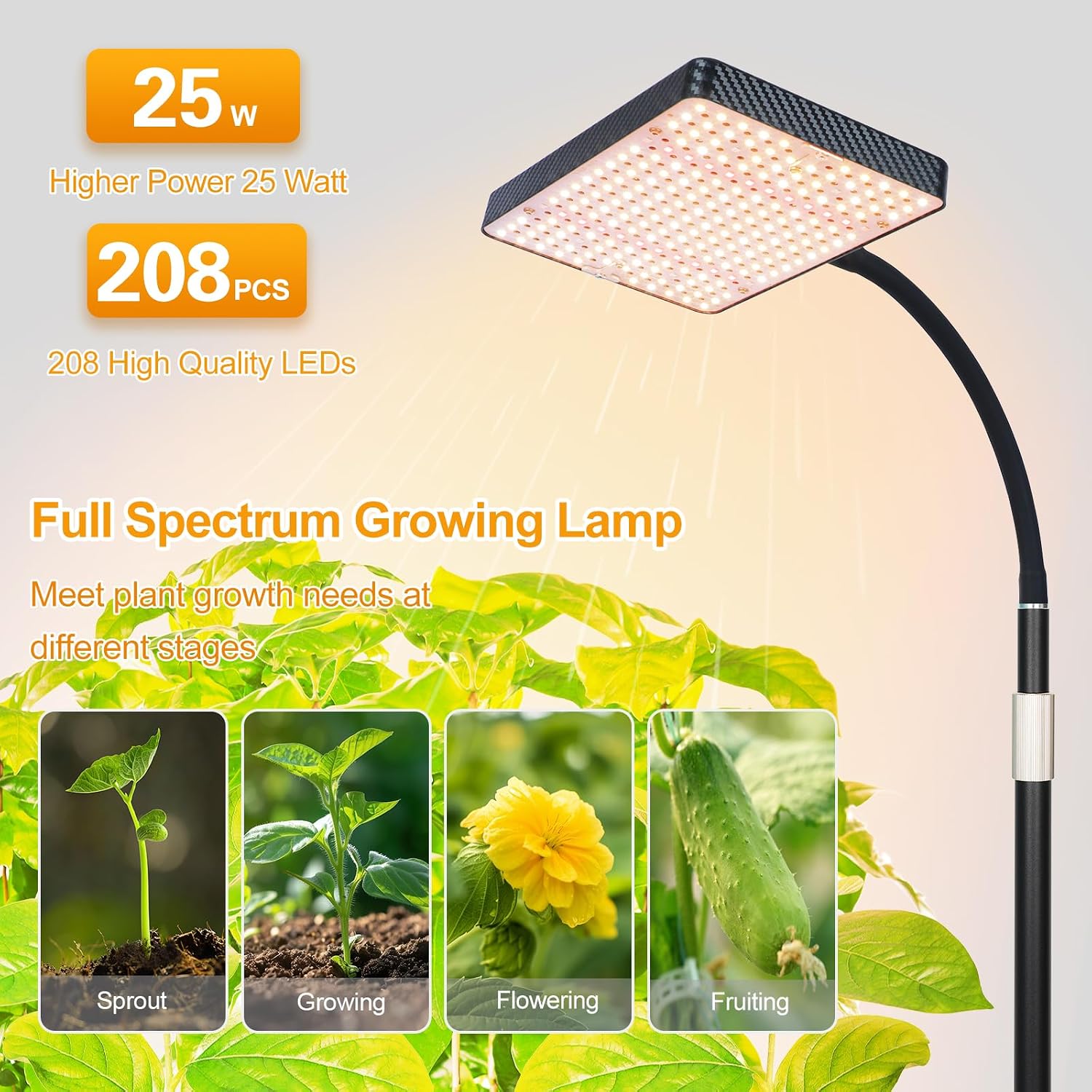 Detalle 1 de FECiDA Zinqolay 76-Inch Floor Grow Light with Adjustable Height and Timer