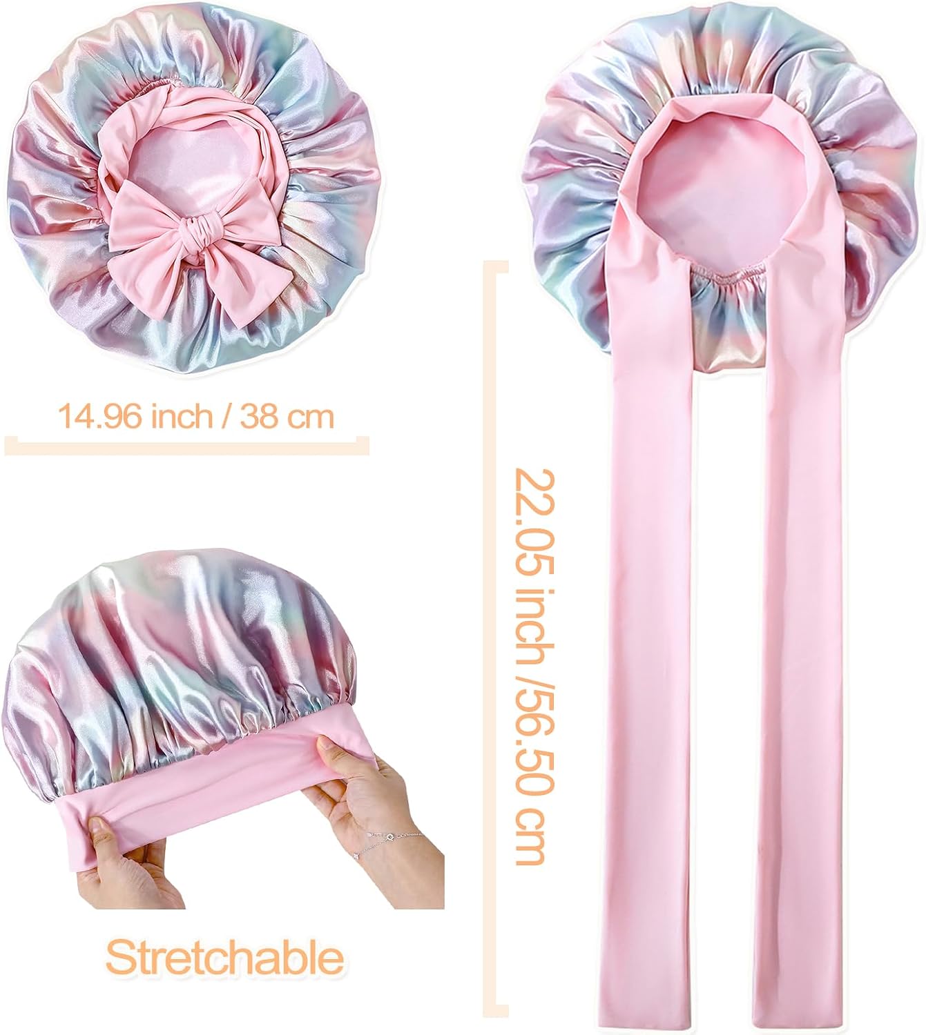 Thumbnail 4 de GDTOGRT Double-Layer Satin Silk Bonnet for Sleeping (Reversible, Tie Band)