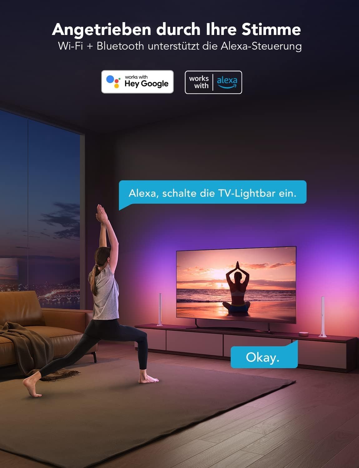 Detalle 2 de Govee RGBIC LED Lightbar für TV 45–70 Zoll – WLAN, Sprachsteuerung, 3 Montageoptionen