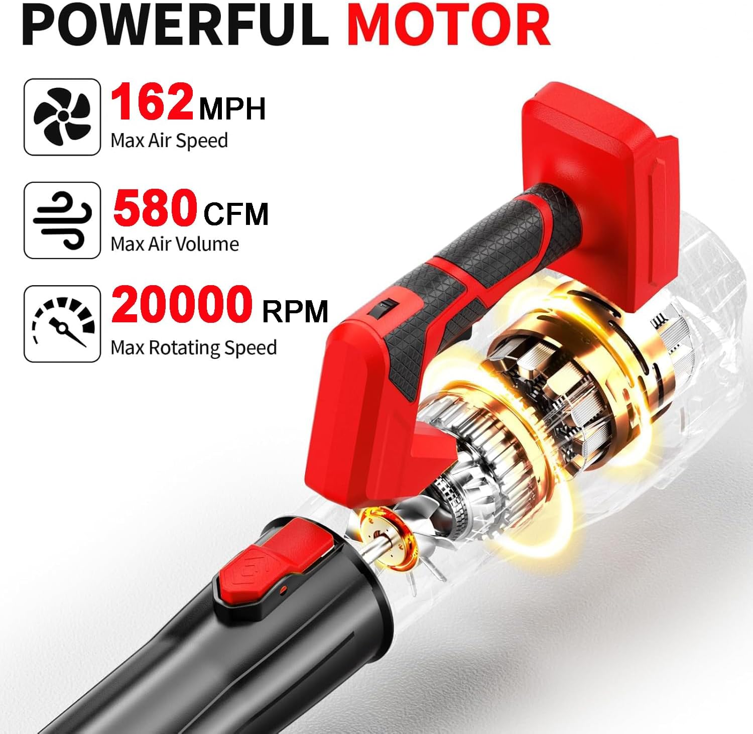 Detalle de Cordless Leaf Blower 21V with 2x2000mAh Batteries and Fast Charger