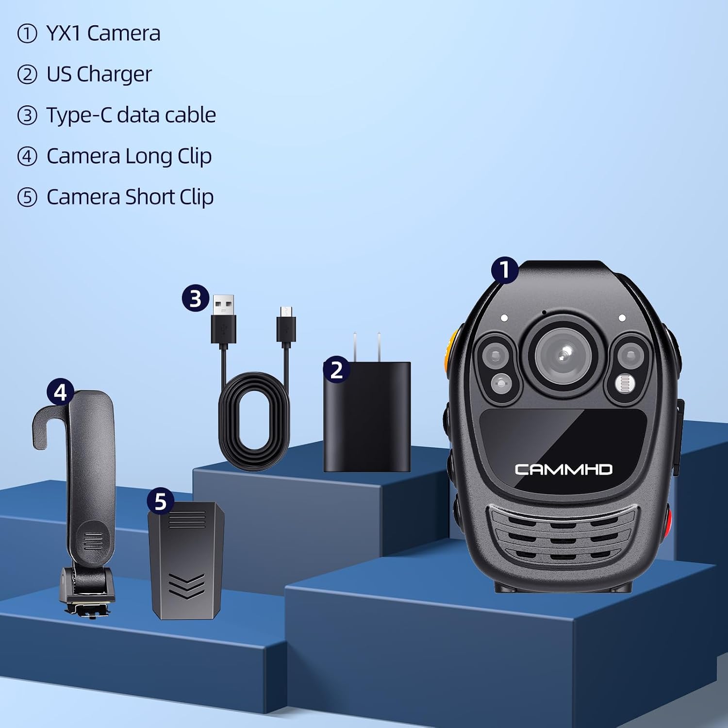Detalle 2 de CAMMHD Body Cam 1440P 32GB con visione notturna a infrarossi e registrazione in loop