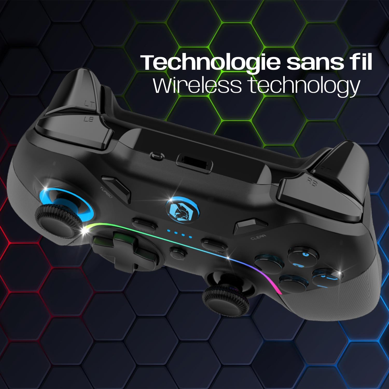 Thumbnail 3 de EMPIRE GAMING – Manette de jeu sans fil WiFi 2,4 GHz rechargeable (PC/PS3/Switch) avec macro, double vibration et jack 3,5 mm