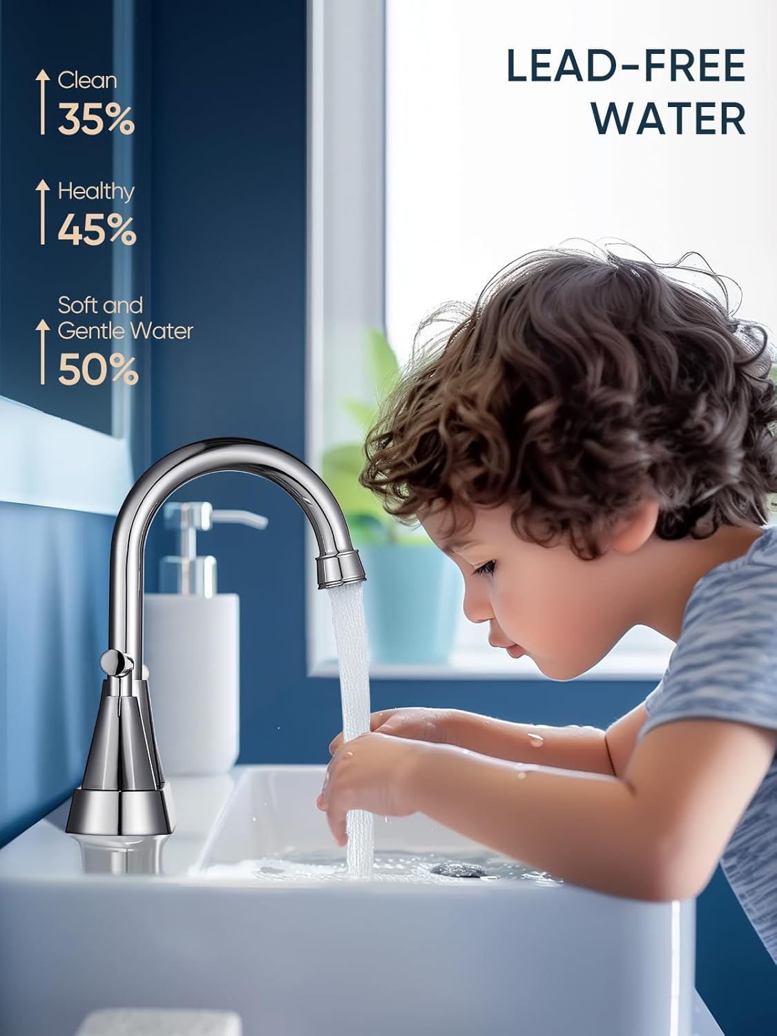 Thumbnail 2 de Cobbe 3-Hole 4-Inch Centered Chrome Bathroom Faucets (2-Pack) with Pop Up Drain & 2 Hoses