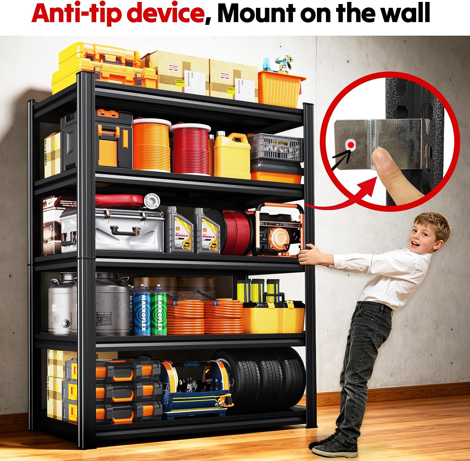 Detalle de Metal Storage Shelving, 71.2-Inch