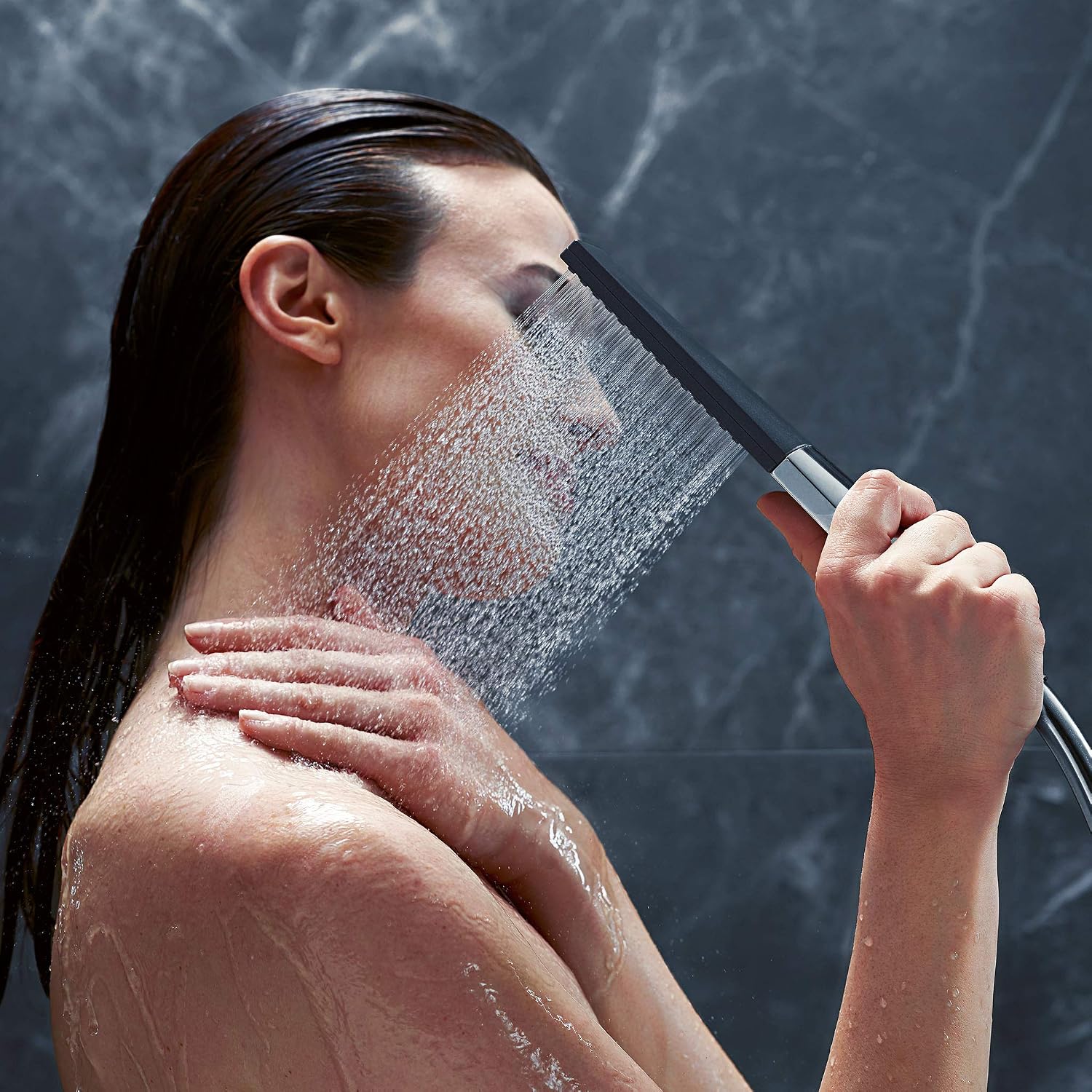 Detalle 1 de hansgrohe Rainfinity 26867000 – słuchawka prysznicowa 100 1jet EcoSmart, chrom