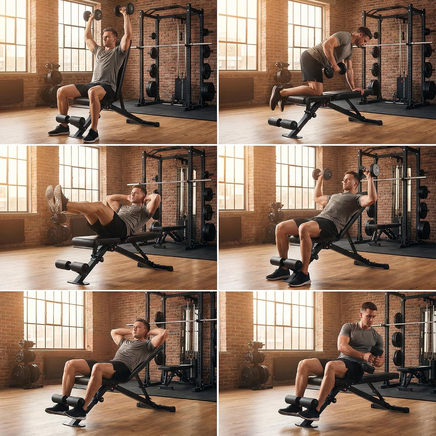 Detalle de leikefitness GM5809 Adjustable Weight Bench, Foldable with Automatic Lock