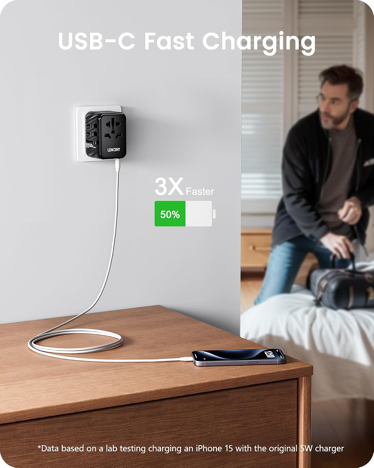 Thumbnail 2 de LENCENT Weltreiseadapter mit 28 W USB