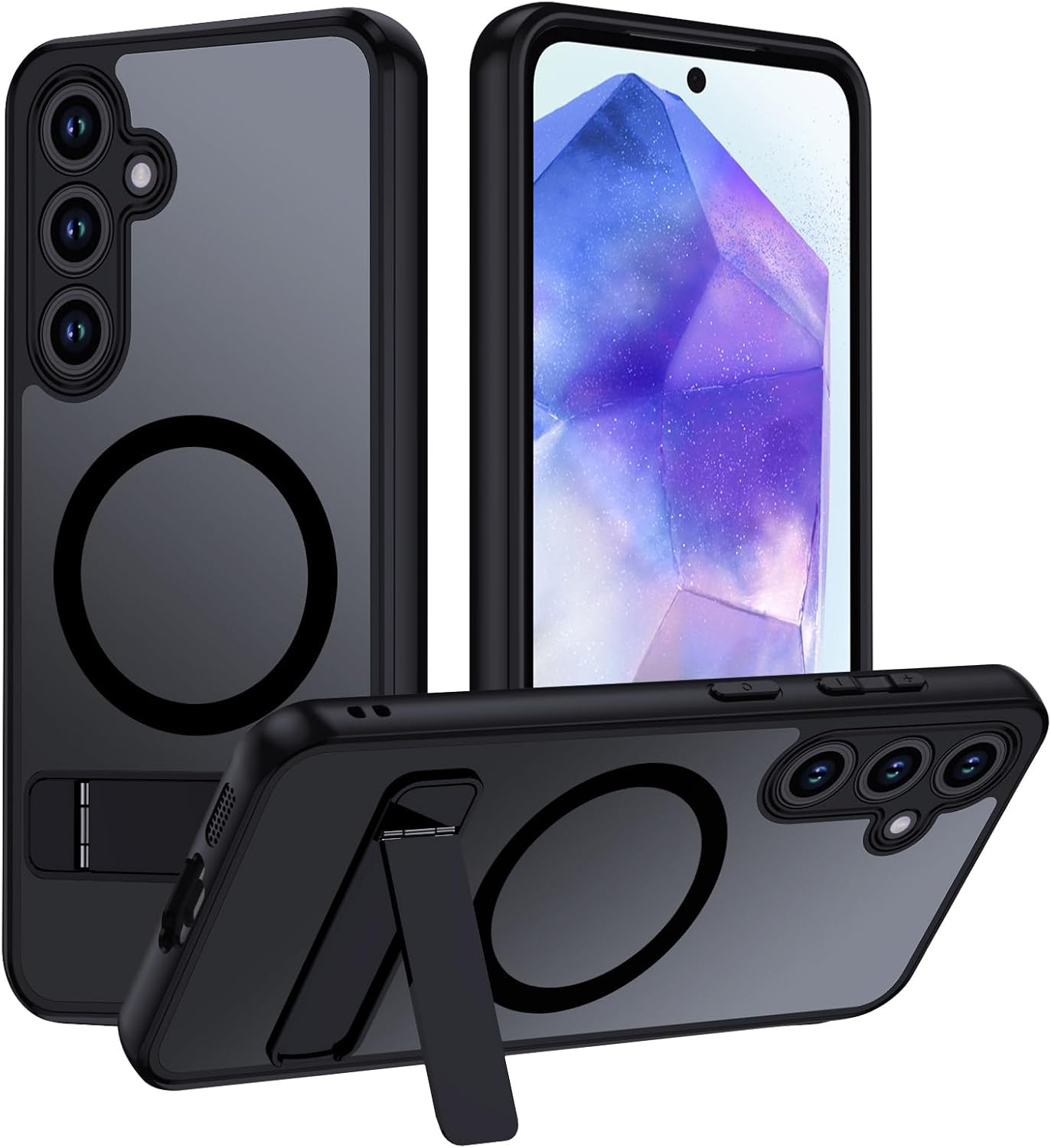 Detalle de Coque pour Samsung Galaxy A55 5G, étui translucide, 3 modes de support