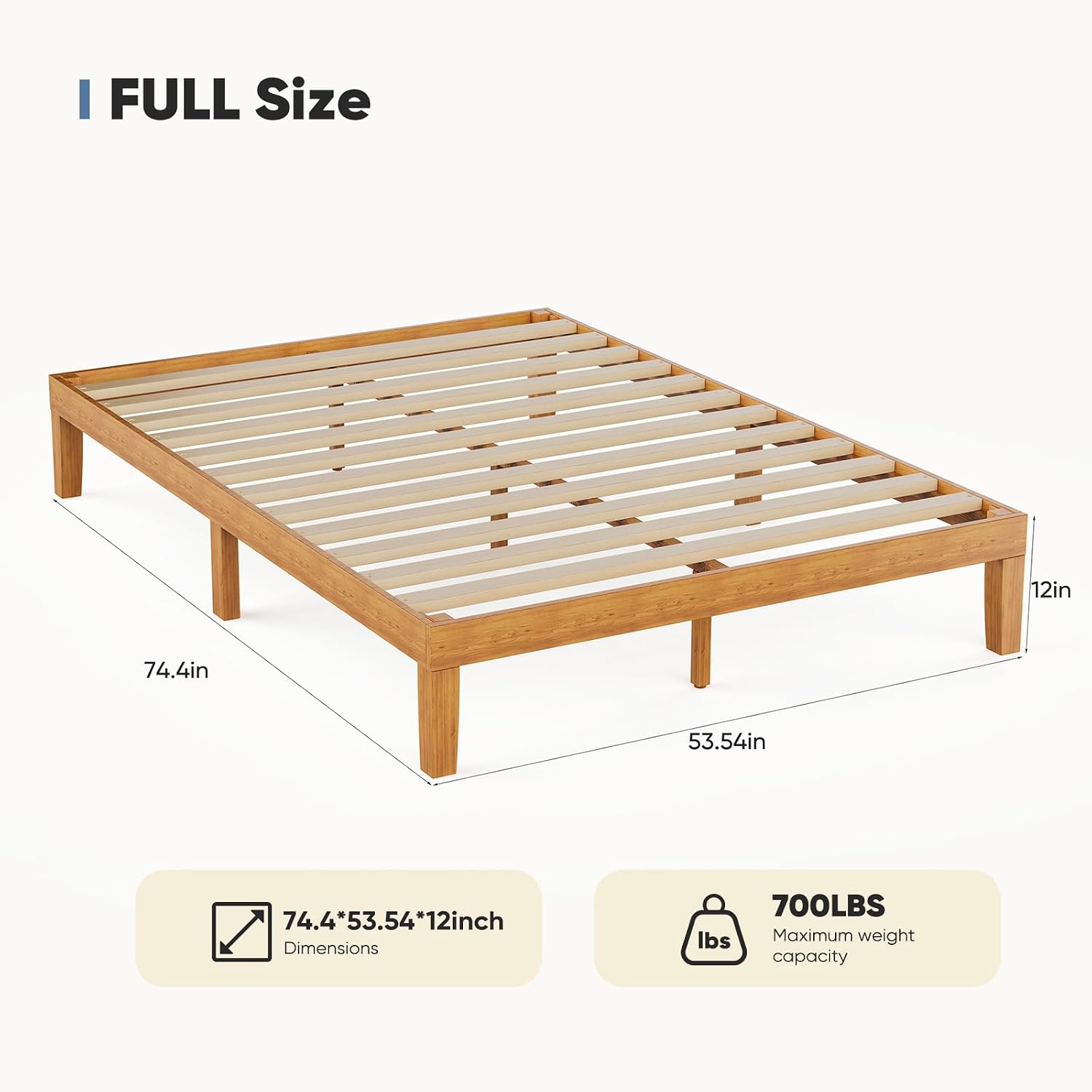 Detalle 2 de DUMOS Full Size Bed Frame, 12-inch