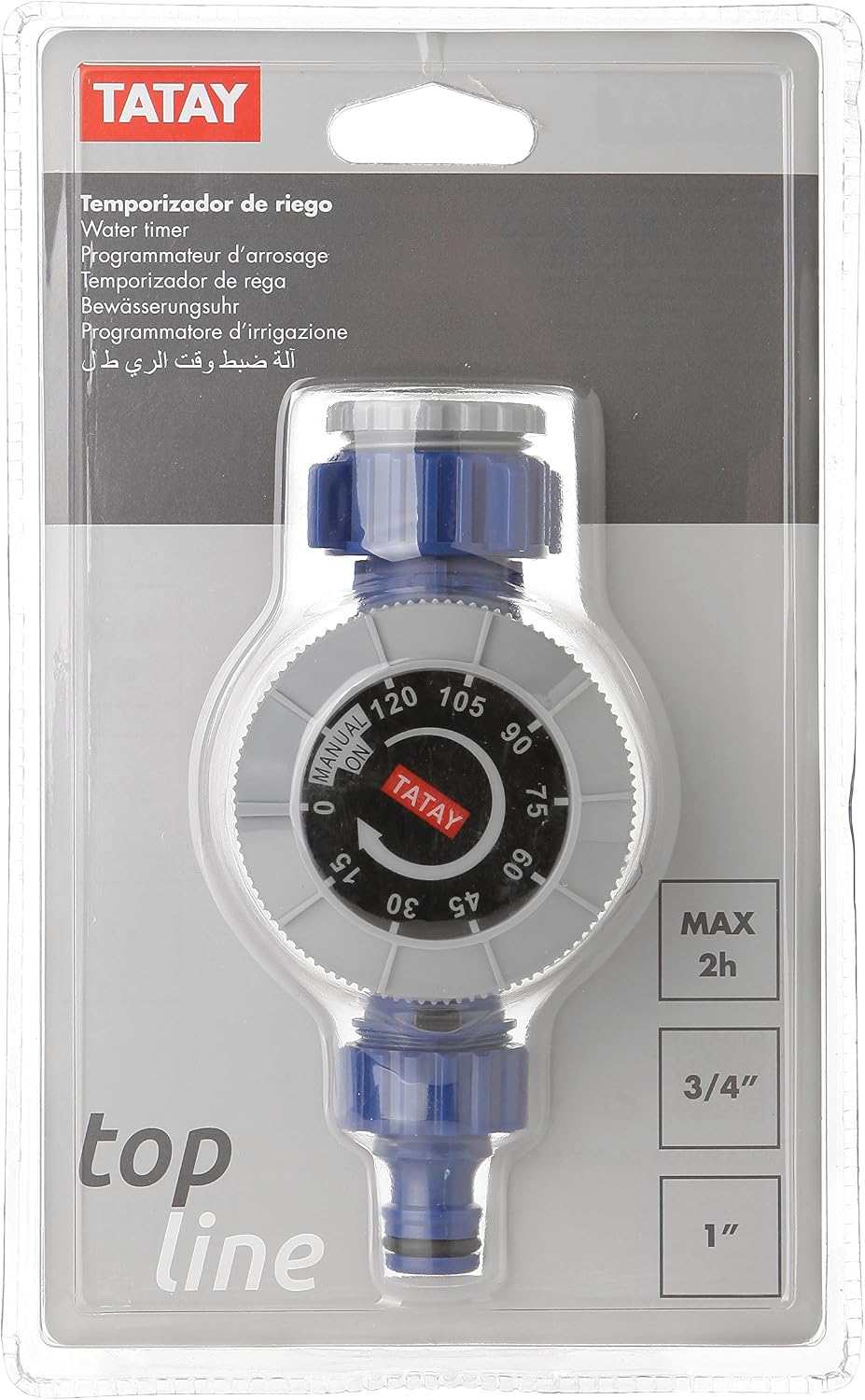 Detalle de TATAY Timer Irrigazione Manuale: timer a goccia fino a 2 ore, 1" e 3/4" — senza batterie