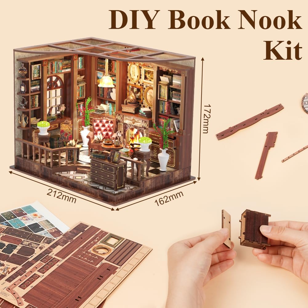 Thumbnail 1 de Aolso Kit Book Nook – Maison miniature DIY, 248 pièces en bois et puzzle 3D