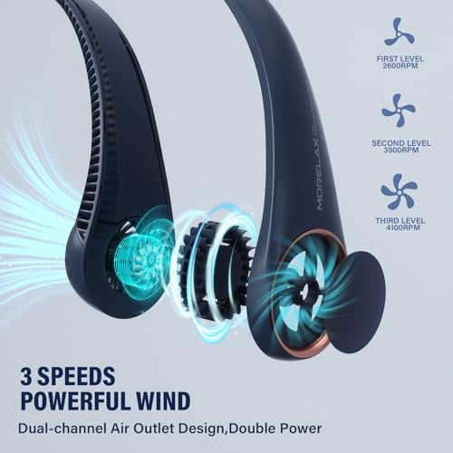 Thumbnail 2 de Morelax Neck Fan, Portable Bladeless 360° Airflow – Blue