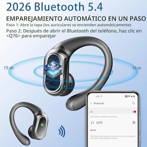Detalle de Rolosar Auriculares inalámbricos Bluetooth Deportivos 5.4 HiFi Estéreo