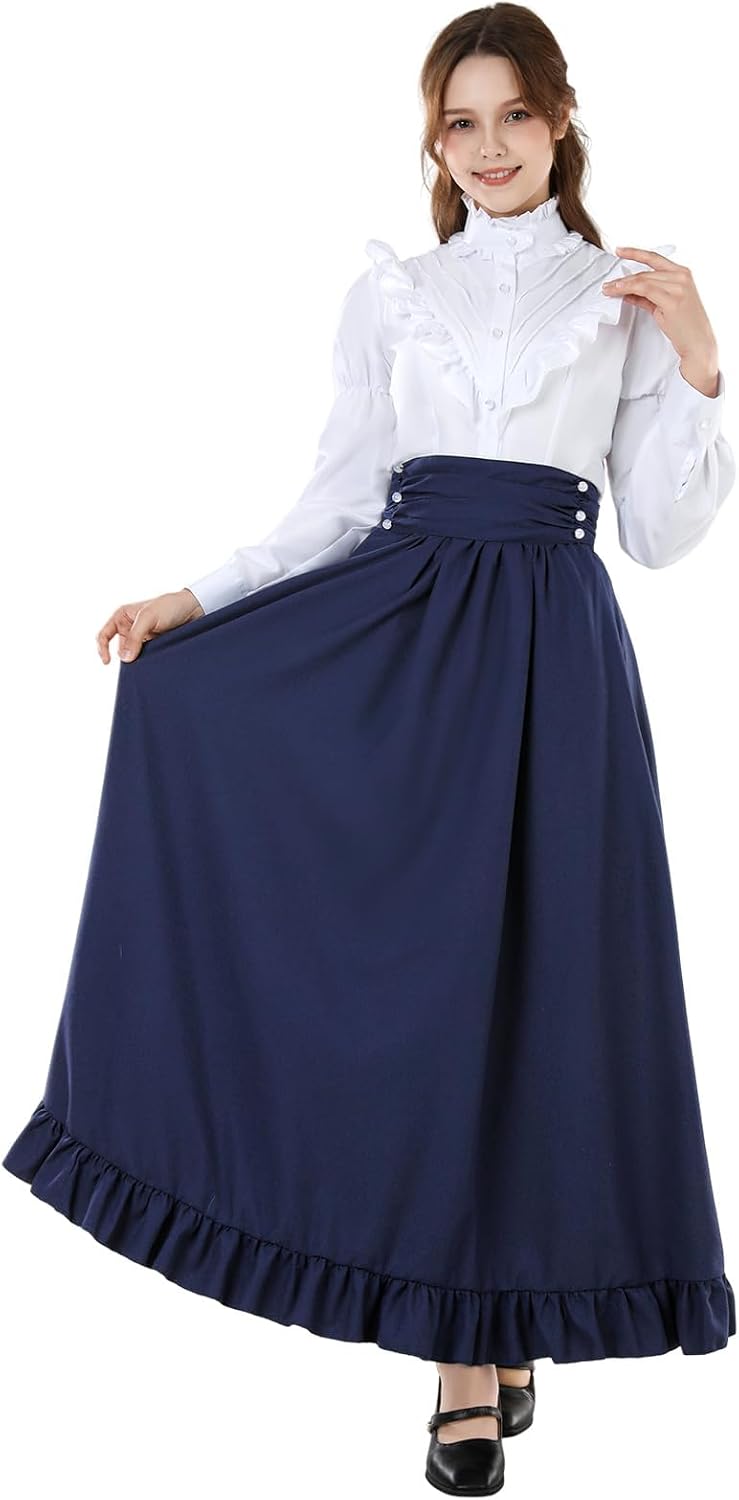 Detalle 2 de Fiamll Mittelalter Kleid Renaissance Kostüm Damen Maxirock