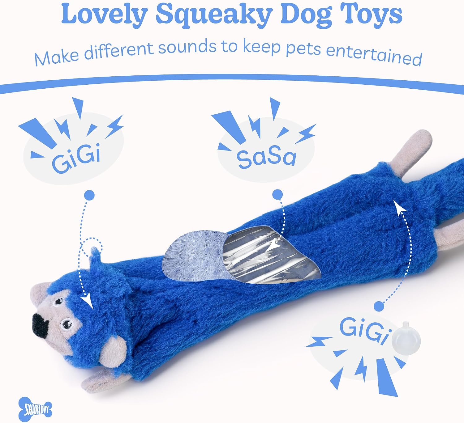 Thumbnail 2 de SHARLOVY No-Stuffing 3 Pack Squeaky Dog Toys for Small Breeds