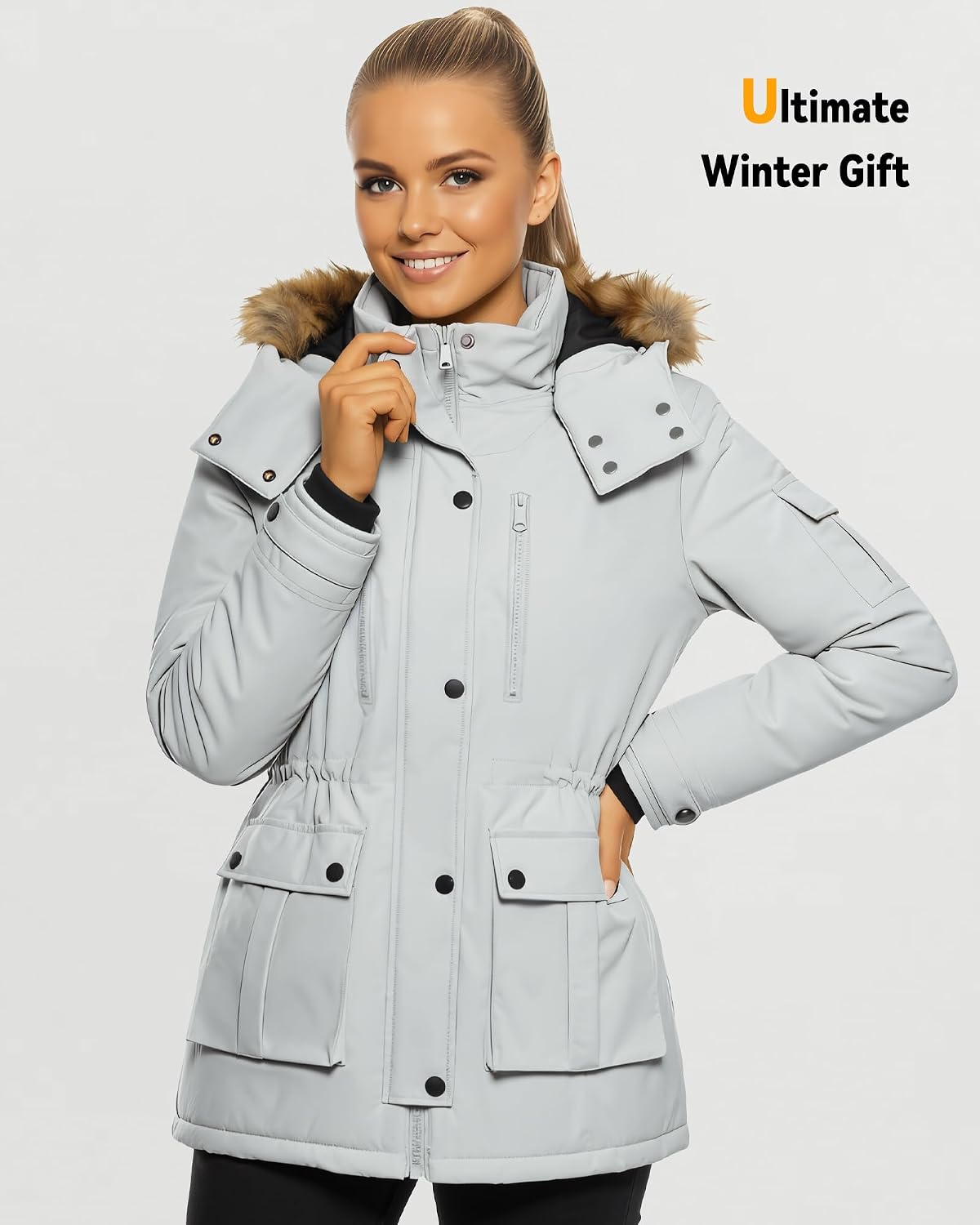 Detalle de Graphene Heated Jacket for Women with Battery Pack, Waterproof and Windproof