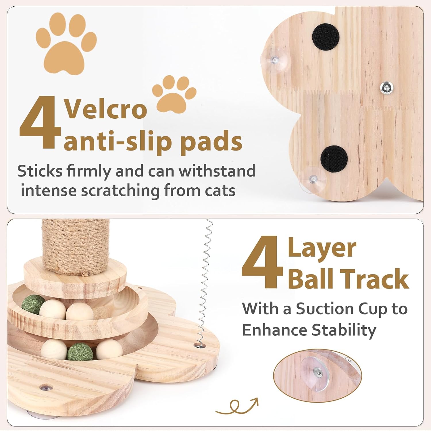 Detalle de OFC Lenw Sisal Cat Scratching Post — 50cm Tall with Interactive Track Ball Toy