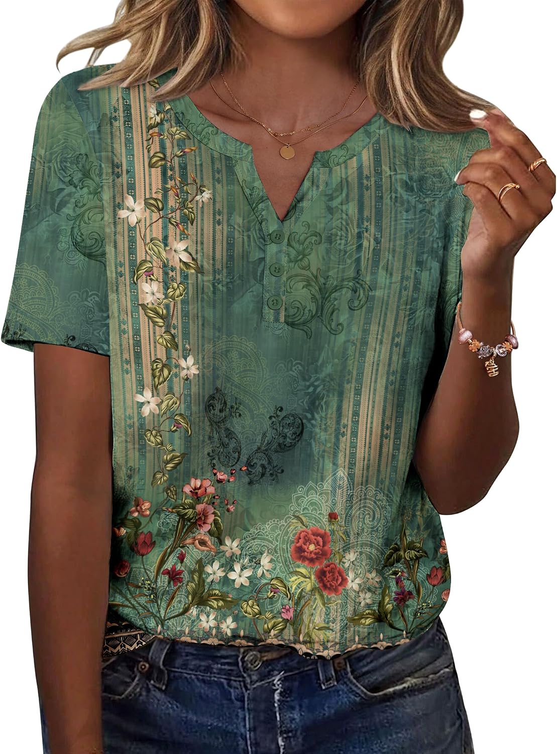 Detalle de Zeagoo Women’s Summer Tops: Casual Short Sleeve V-Neck Blouses for Work and Everyday