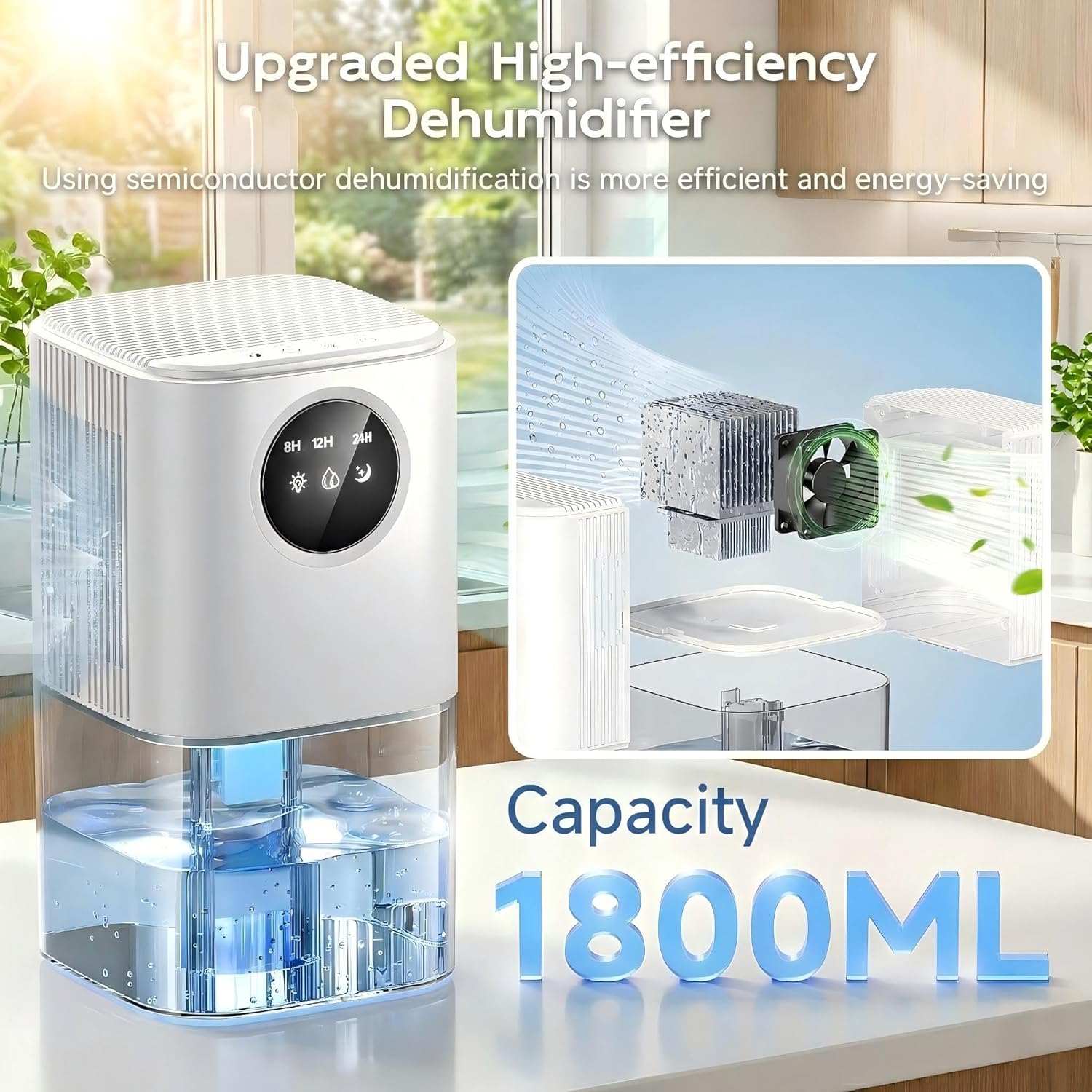 Thumbnail 1 de Deumidificatore Case 1,8L con Timer e LED Touch Ultra Silenzioso (≤32dB) – anti muffa, 640 ml/giorno