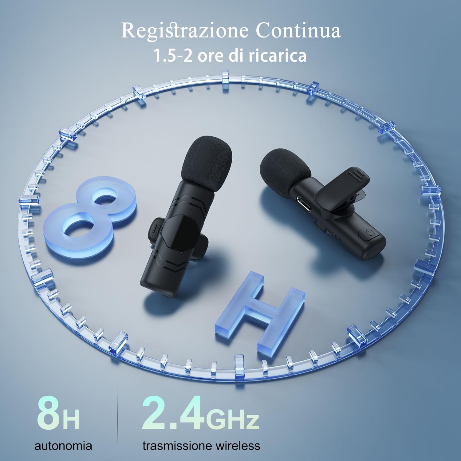 Thumbnail 6 de Microfono Lavalier Wireless 2 pezzi per smartphone e tablet