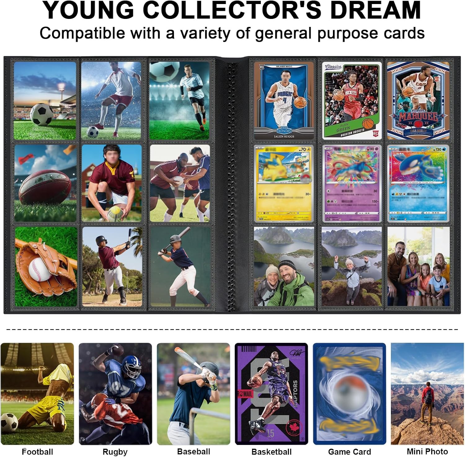 Detalle de 9-Pocket Trading Card Binder with 432 Pockets – Durable PU Album for MTG, Pokémon, Yu-Gi-Oh and more