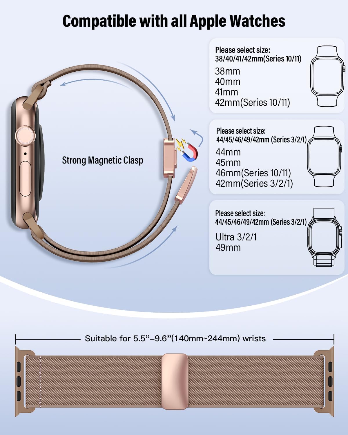 Thumbnail 4 de Magnetic Elastic Nylon Apple Watch Strap (38–49mm): Stretchy, Breathable Comfort for All-Day Wear