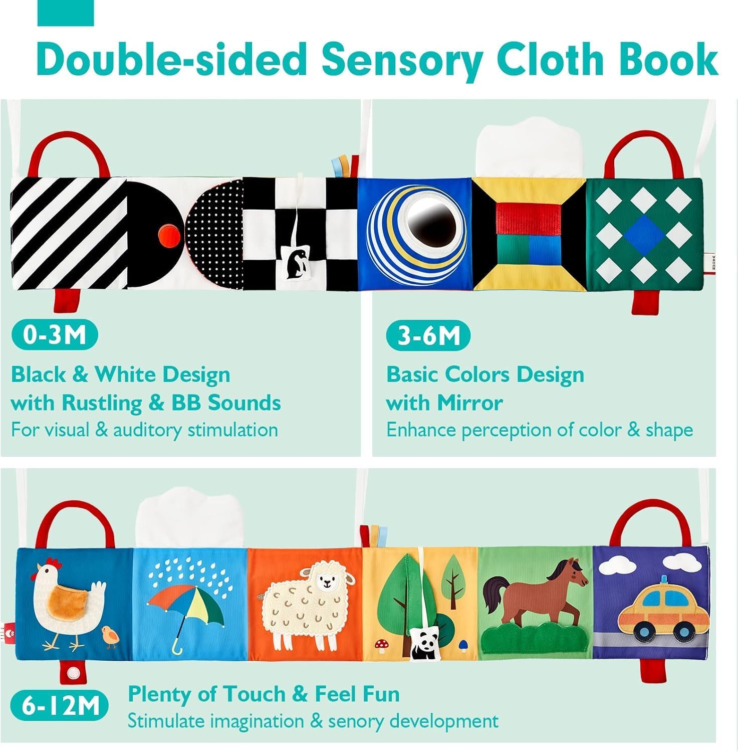 Thumbnail 1 de hahaland Baby Sensory Soft Book 0-6 Months