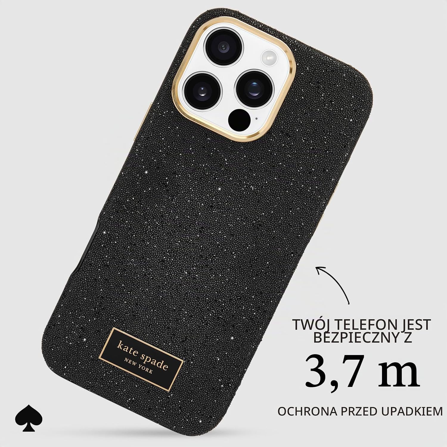 Detalle de Kate Spade New York Crystal Pave Nightfall – etui MagSafe do iPhone’a 16 Pro Max