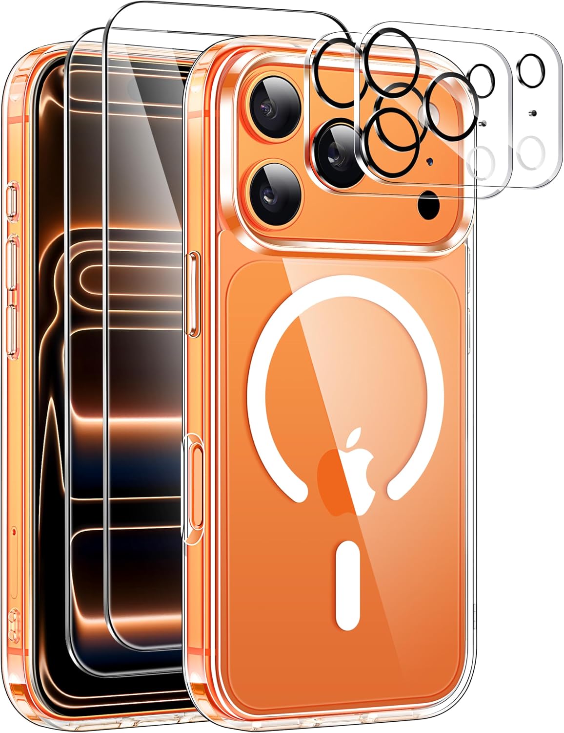 Detalle de ivencase Magnetische Schutzhülle für iPhone 17 Pro – Transparent mit Kameraschutz, MagSafe-Kompatibilität, 2 Kameraschutzfolien und 2 Schutzfolien