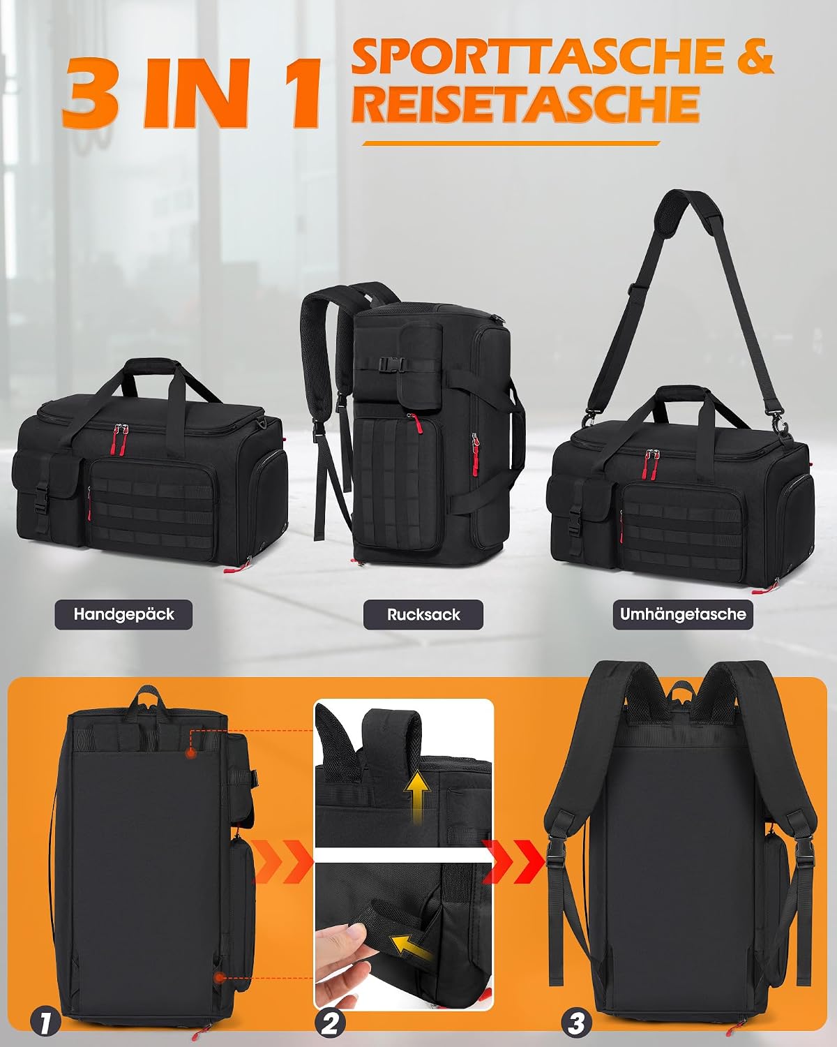 Detalle 2 de RAINSMORE 3 IN 1 Sporttasche 45L